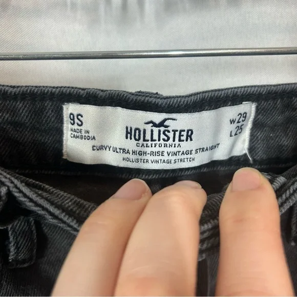 Hollister | Curvy Ultra High-Rise Vintage Straight Black Jeans Denim Size 9/29S - Picture 8 of 12